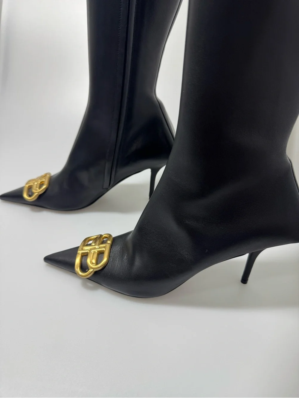 Balenciaga Square Knife Boots Black Gold Women’s EU 37/US 7